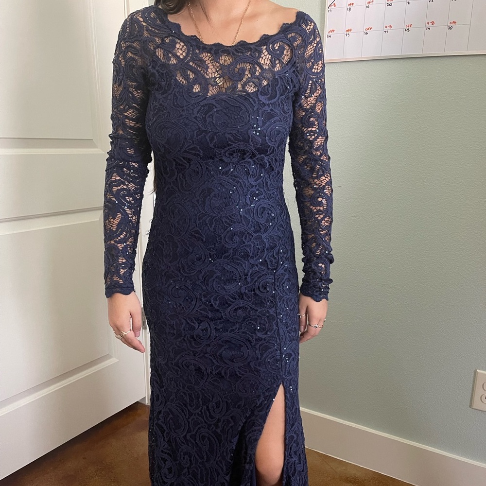 Blue long dress with sparkles